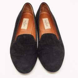 Pre Owned Valentino Black Suede Smoking Slippers Size 38
