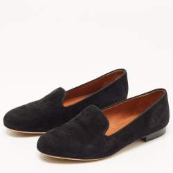 Pre Owned Valentino Black Suede Smoking Slippers Size 38