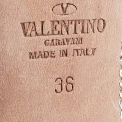 Pre Owned Valentino Multicolor Leather Crystal Embellished Rockstud  Ankle Strap Pumps Size 36