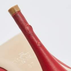 Pre Owned Valentino Red Leather Floral Peep Toe Pumps Size 37