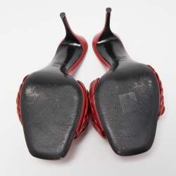 Pre Owned Valentino Dark Red Leather Rose Atelier Slide Sandals Size 39.5