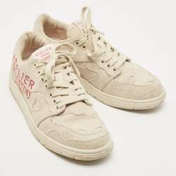 Pre Owned Valentino Beige Canvas Atelier Camouflage Edition Low Top Sneakers Size 37