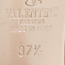 Pre Owned Valentino Red Leather Slingback Peep Toe Sandals Size 37.5