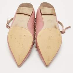 مملوكة مسبقًا Valentino Pink Leather Rockstud Ballet Flats Size 39