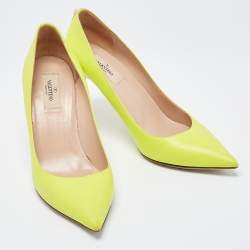 Pre Owned Valentino Green Leather Pointed Toe Pumps Size 40