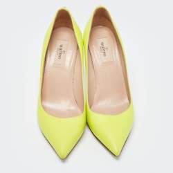 Pre Owned Valentino Green Leather Pointed Toe Pumps Size 40