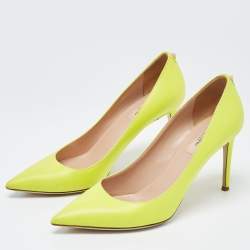 Pre Owned Valentino Green Leather Pointed Toe Pumps Size 40