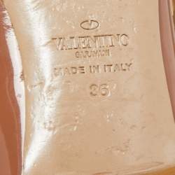 Pre Owned Valentino Brown Patent Leather Rockstud Ballet Flats Size 36