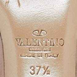 Pre Owned Valentino Pink/Beige Leather and Patent Rockstud Pumps Size 37.5