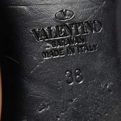 Pre Owned Valentino Beige Leather Roman Stud Flat Mules Size 38