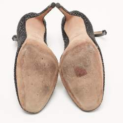 Pre Owned Valentino Black Leather Crystal Embellished Tango Pumps Size 39