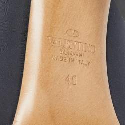 Pre Owned Valentino Black Black Nylon VLTN Pointed Toe Ankle Booties Size 40