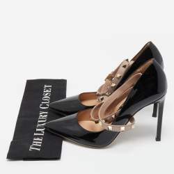 Pre Owned Valentino Black Patent and Leather Rockstud Pumps Size 39