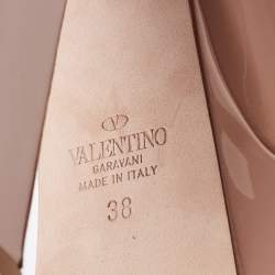 Pre Owned Valentino Beige Patent Leather Tango Platform Ankle Strap Pumps Size 38