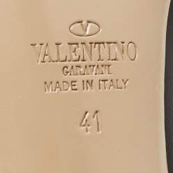 Pre Owned Valentino Black/Pink Leather Rockstud Strappy Pointed Toe Pumps Size 41