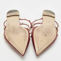 Pre Owned Valentino Burgundy Leather Rockstud Mules Size 40