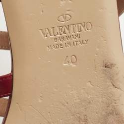 Pre Owned Valentino Burgundy Leather Rockstud Mules Size 40