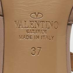 Pre Owned Valentino Pink/Burgundy Patent Leather Rockstud Strappy Pointed Toe Pumps Size 37