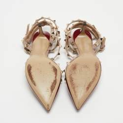 Pre Owned Valentino Pink/Burgundy Patent Leather Rockstud Strappy Pointed Toe Pumps Size 37