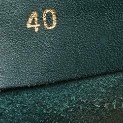 Pre Owned Valentino Green Leather and Lace Espadrille Flats Size 40