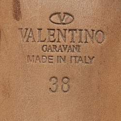 Pre Owned Valentino Burgundy/Pink Leather Rockstud  Ankle Strap Pumps Size 38