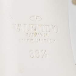 Pre Owned Valentino White Leather Slingback Open Toe Sandals Size 38.5
