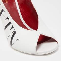 Pre Owned Valentino White Leather Slingback Open Toe Sandals Size 38.5