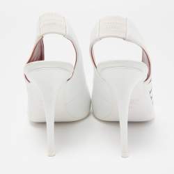 Pre Owned Valentino White Leather Slingback Open Toe Sandals Size 38.5