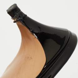 Pre Owned Valentino Black Patent Vlogo Mules Size 37