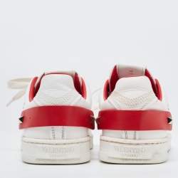 Pre Owned Valentino White Leather Escape V logo Sneakers Size 36