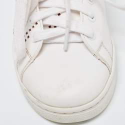 Pre Owned Valentino White Leather Escape V logo Sneakers Size 36