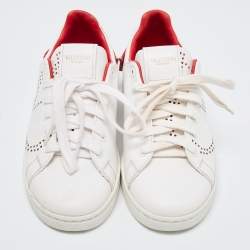 Pre Owned Valentino White Leather Escape V logo Sneakers Size 36