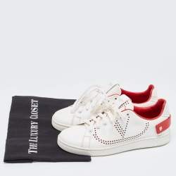Pre Owned Valentino White Leather Escape V logo Sneakers Size 36