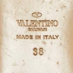 Pre Owned Valentino Cream Leather and Patent Rockstud Ballet Flats Size 38