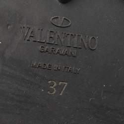 Pre Owned Valentino Black Leather Combat Boots Size 37