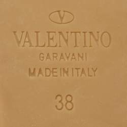 Pre Owned Valentino Black Leather Rockstud Espadrille Wedge Ankle Strap Sandals Size 38