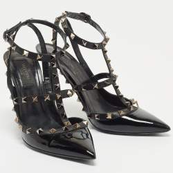 مملوكة مسبقًا Valentino Black Patent and Leather Rockstud Pumps Size 39