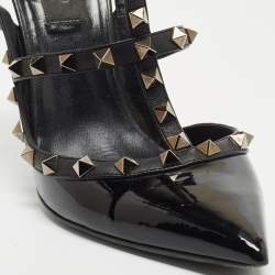 مملوكة مسبقًا Valentino Black Patent and Leather Rockstud Pumps Size 39