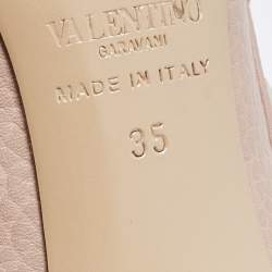 Pre Owned Valentino Beige Leather Rockstud Pumps Size 35