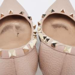 Pre Owned Valentino Beige Leather Rockstud Pumps Size 35
