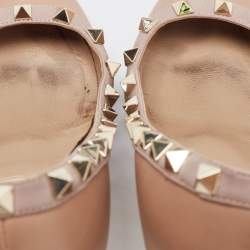 Pre Owned Valentino Orange/Beige Leather Rockstud Pumps Size 35