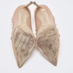 Pre Owned Valentino Orange/Beige Leather Rockstud Pumps Size 35