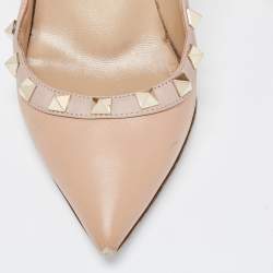 Pre Owned Valentino Orange/Beige Leather Rockstud Pumps Size 35