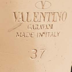 Pre Owned Valentino Black Leather Rockstud Ankle Strap Sandals Size 37