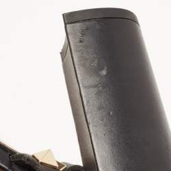 Pre Owned Valentino Black Leather Rockstud Ankle Strap Sandals Size 37