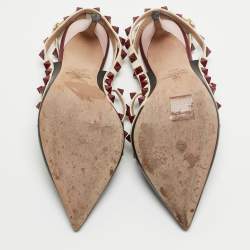 Pre Owned Valentino Multicolor Leather Rockstud  Ankle Strap Pumps Size 35.5