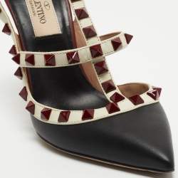 Pre Owned Valentino Multicolor Leather Rockstud  Ankle Strap Pumps Size 35.5