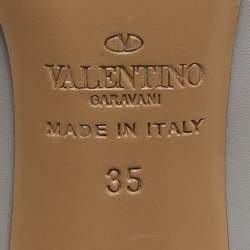 Pre Owned Valentino Grey/Beige Leather Rockstud Pointed Toe Pumps Size 35