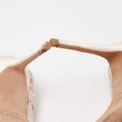 Pre Owned Valentino Pink Lace Bow Peep Toe Platform Pumps Size 36