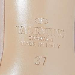 Pre Owned Valentino Grey Patent Leather Rockstud Ankle Strap Pumps Size 37